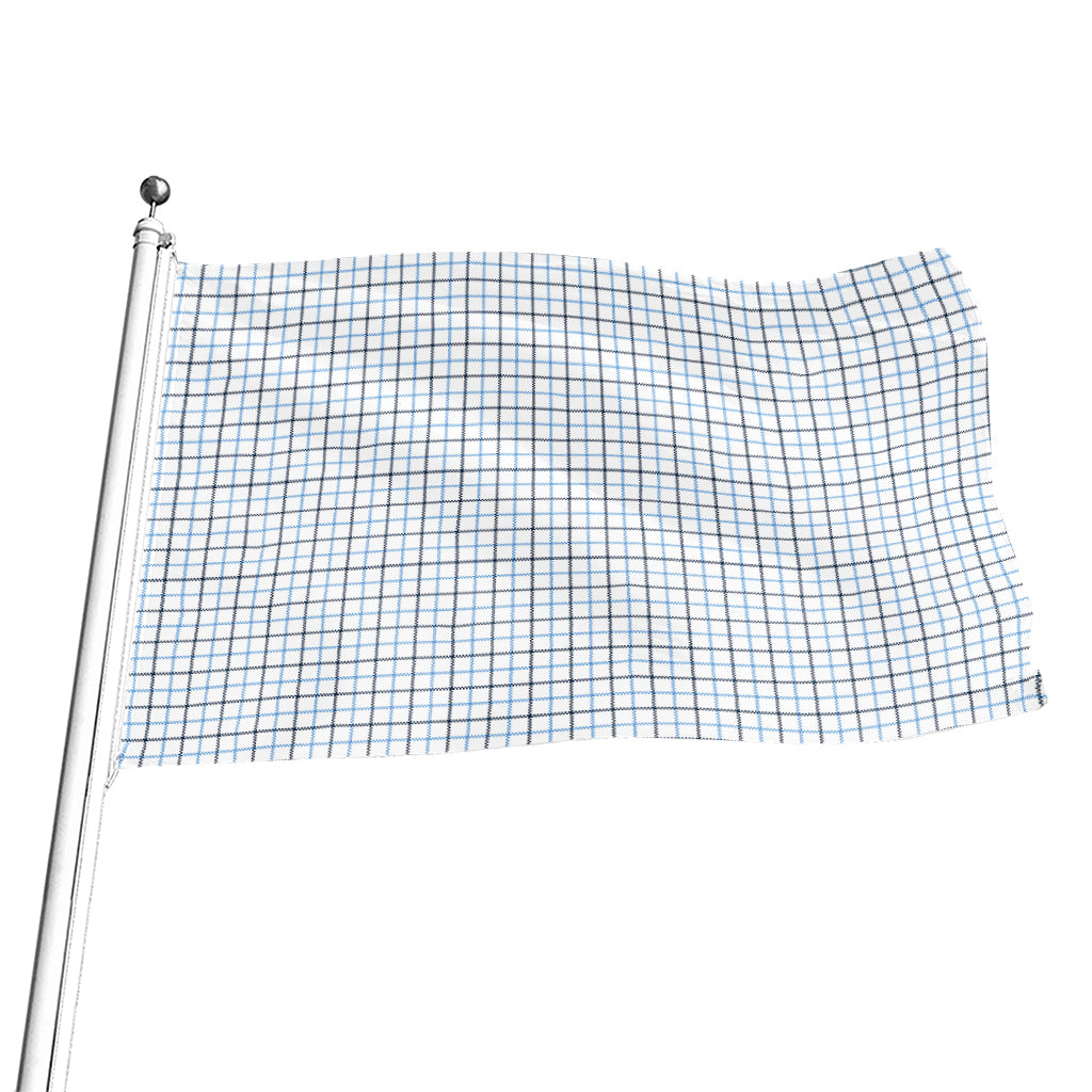 White And Blue Tattersall Pattern Print Flag