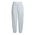 White And Blue Tattersall Pattern Print Fleece Lined Knit Pants