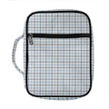 White And Blue Tattersall Pattern Print Front Pocket Bible Bag