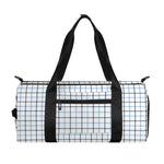 White And Blue Tattersall Pattern Print Gym Bag