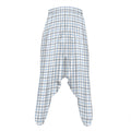 White And Blue Tattersall Pattern Print Hammer Pants