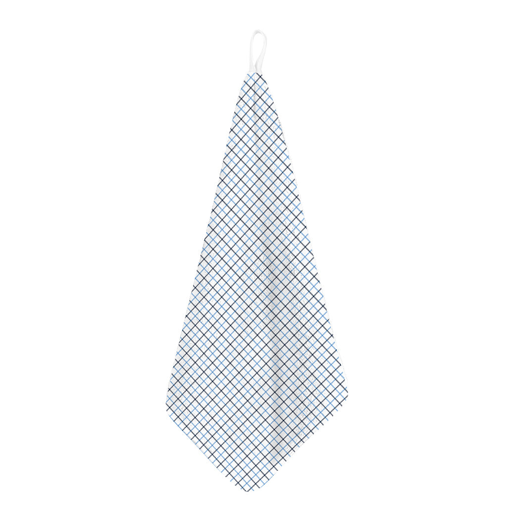 White And Blue Tattersall Pattern Print Hand Towel