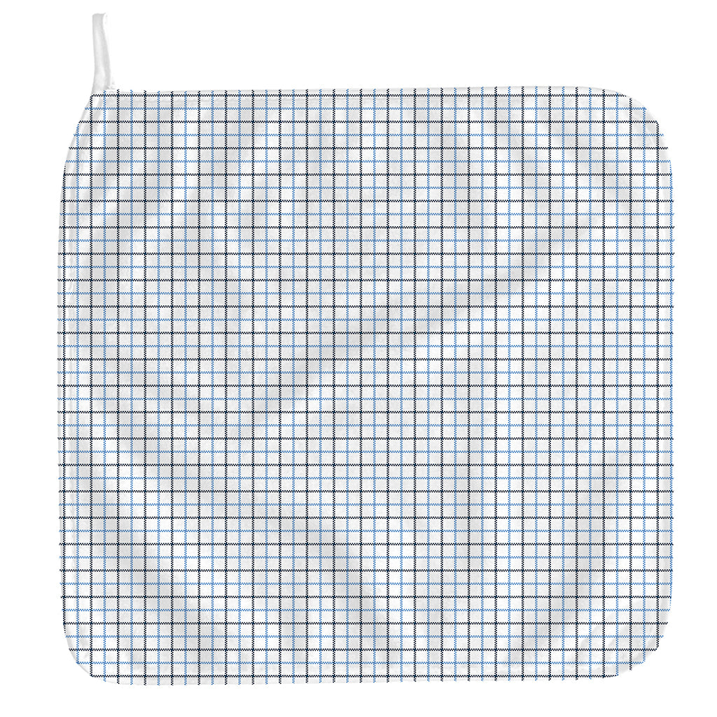 White And Blue Tattersall Pattern Print Hand Towel