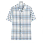 White And Blue Tattersall Pattern Print Hawaiian Shirt