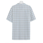 White And Blue Tattersall Pattern Print Hawaiian Shirt