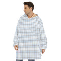 White And Blue Tattersall Pattern Print Hoodie Blanket
