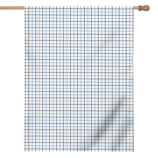 White And Blue Tattersall Pattern Print House Flag