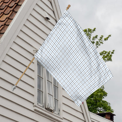 White And Blue Tattersall Pattern Print House Flag