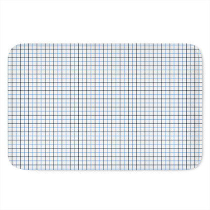 White And Blue Tattersall Pattern Print Indoor Door Mat