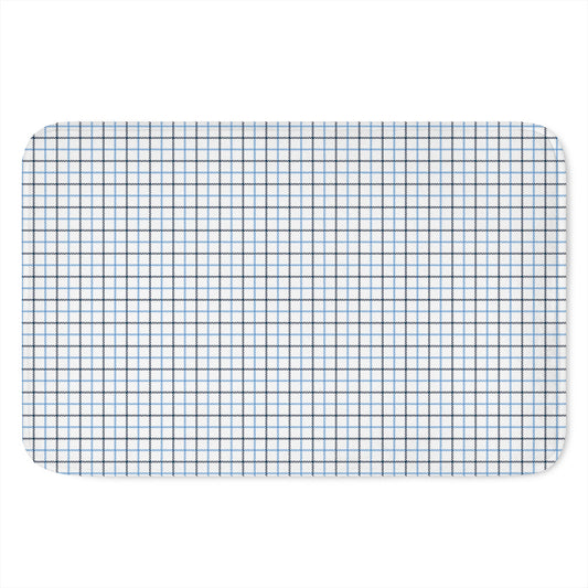 White And Blue Tattersall Pattern Print Indoor Door Mat