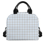 White And Blue Tattersall Pattern Print Insulated Lunch Bag