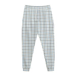 White And Blue Tattersall Pattern Print Jogger Pants