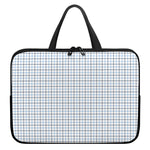 White And Blue Tattersall Pattern Print Laptop Sleeve With Handle