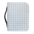 White And Blue Tattersall Pattern Print Leather Bible Cover