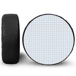 White And Blue Tattersall Pattern Print Leather Spare Tire Cover