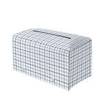 White And Blue Tattersall Pattern Print Leather Tissue Box Cover
