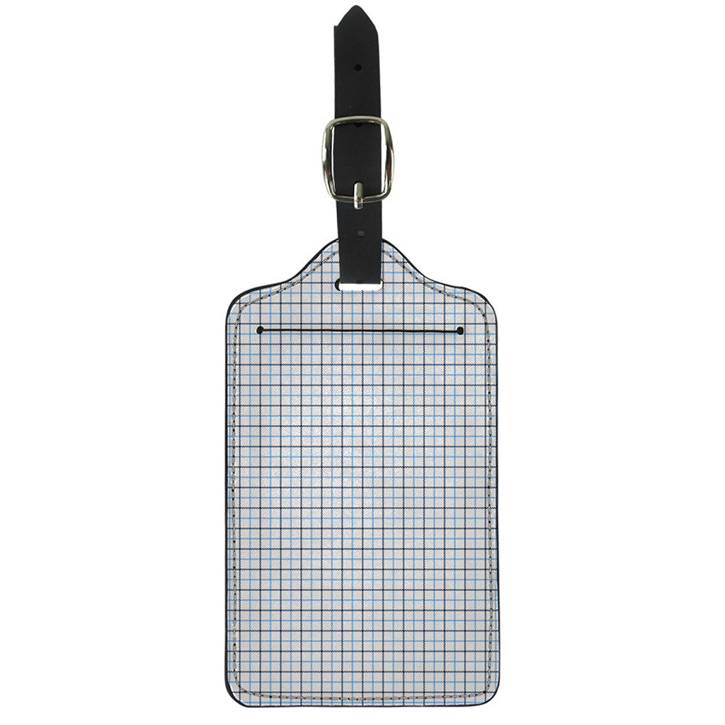 White And Blue Tattersall Pattern Print Luggage Tag