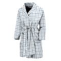 White And Blue Tattersall Pattern Print Men's Bathrobe