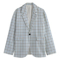 White And Blue Tattersall Pattern Print Men's Blazer