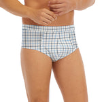 White And Blue Tattersall Pattern Print Men's Briefs
