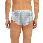 White And Blue Tattersall Pattern Print Men's Briefs