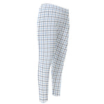 White And Blue Tattersall Pattern Print Men's Compression Pants