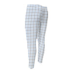 White And Blue Tattersall Pattern Print Men's Compression Pants
