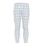 White And Blue Tattersall Pattern Print Men's leggings
