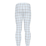 White And Blue Tattersall Pattern Print Men's leggings