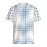White And Blue Tattersall Pattern Print Men's Sports T-Shirt