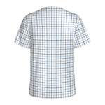 White And Blue Tattersall Pattern Print Men's Sports T-Shirt