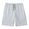 White And Blue Tattersall Pattern Print Men's Swim Trunks