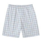 White And Blue Tattersall Pattern Print Men's Swim Trunks