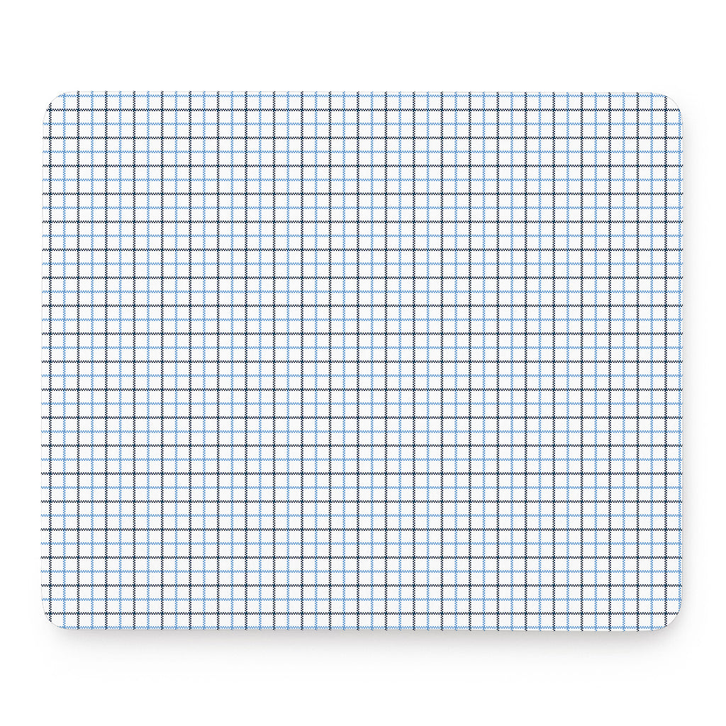 White And Blue Tattersall Pattern Print Mouse Pad