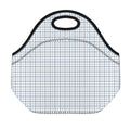 White And Blue Tattersall Pattern Print Neoprene Lunch Bag