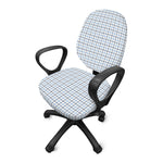 White And Blue Tattersall Pattern Print Office Chair Cover