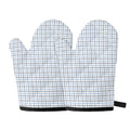 White And Blue Tattersall Pattern Print Oven Mitts