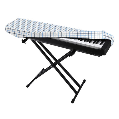 White And Blue Tattersall Pattern Print Piano Keyboard Cover