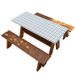 White And Blue Tattersall Pattern Print Picnic Table Cover