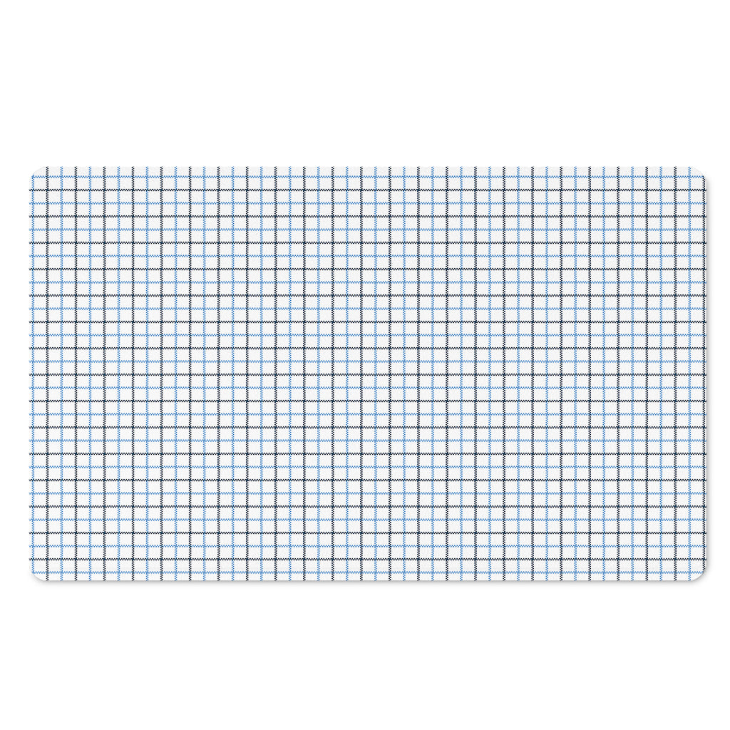 White And Blue Tattersall Pattern Print Polyester Doormat