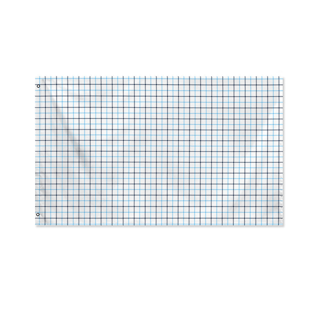 White And Blue Tattersall Pattern Print Polyester Flag