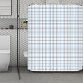 White And Blue Tattersall Pattern Print Polyester Shower Curtain