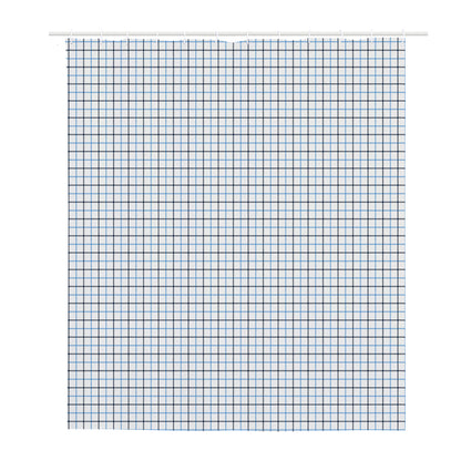 White And Blue Tattersall Pattern Print Polyester Shower Curtain