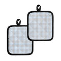 White And Blue Tattersall Pattern Print Pot Holders