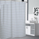White And Blue Tattersall Pattern Print Premium Shower Curtain