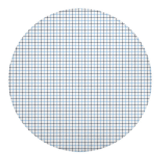 White And Blue Tattersall Pattern Print Round Blanket