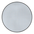 White And Blue Tattersall Pattern Print Round Floor Mat