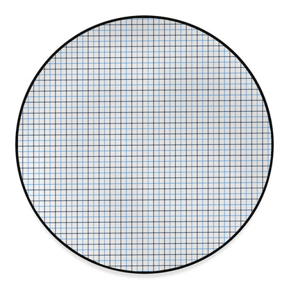 White And Blue Tattersall Pattern Print Round Floor Mat