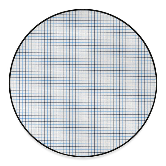 White And Blue Tattersall Pattern Print Round Floor Mat