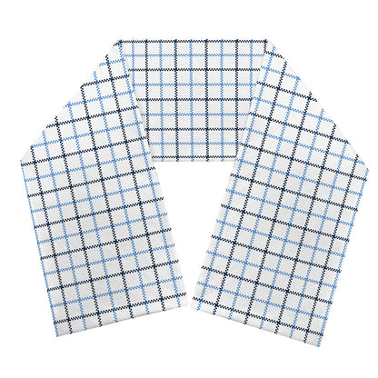 White And Blue Tattersall Pattern Print Scarf